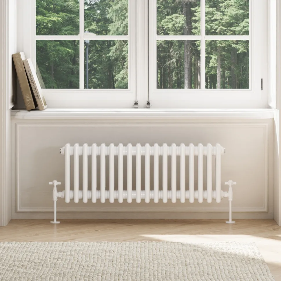 Toasty Ardleigh White Compact Horizontal 3 Column Radiator - 300mm Height