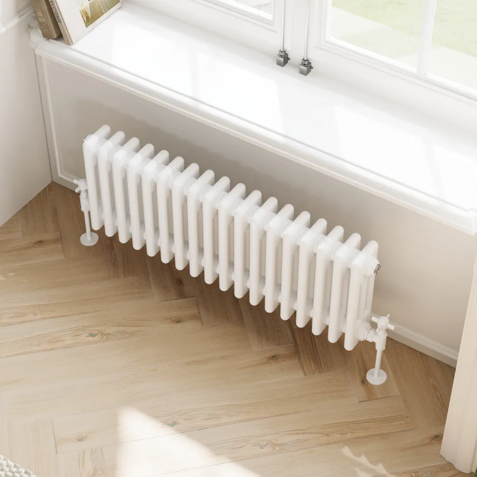 Toasty Ardleigh White Compact Horizontal 3 Column Radiator - 300mm Height
