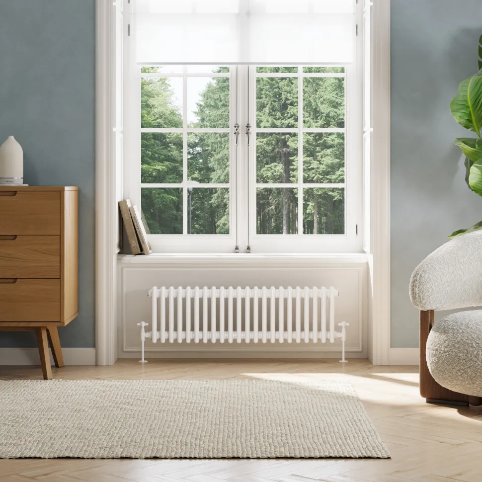 Toasty Ardleigh White Compact Horizontal 3 Column Radiator - 300mm Height