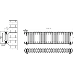 Toasty Ardleigh White Horizontal Column Radiator