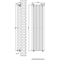 Toasty Aura Matt Black Round Tube Vertical Radiator