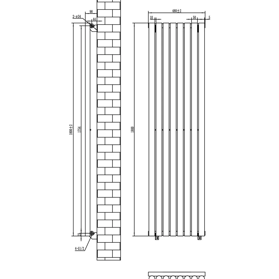 Toasty Aura White Round Tube Vertical Radiator
