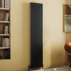 Toasty Axis Matt Black Rectangular Tube Vertical Radiator - 1800 x 380mm
