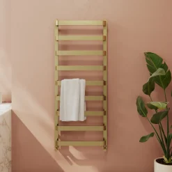 Toasty Balance Brushed Brass Heated Towel Rail