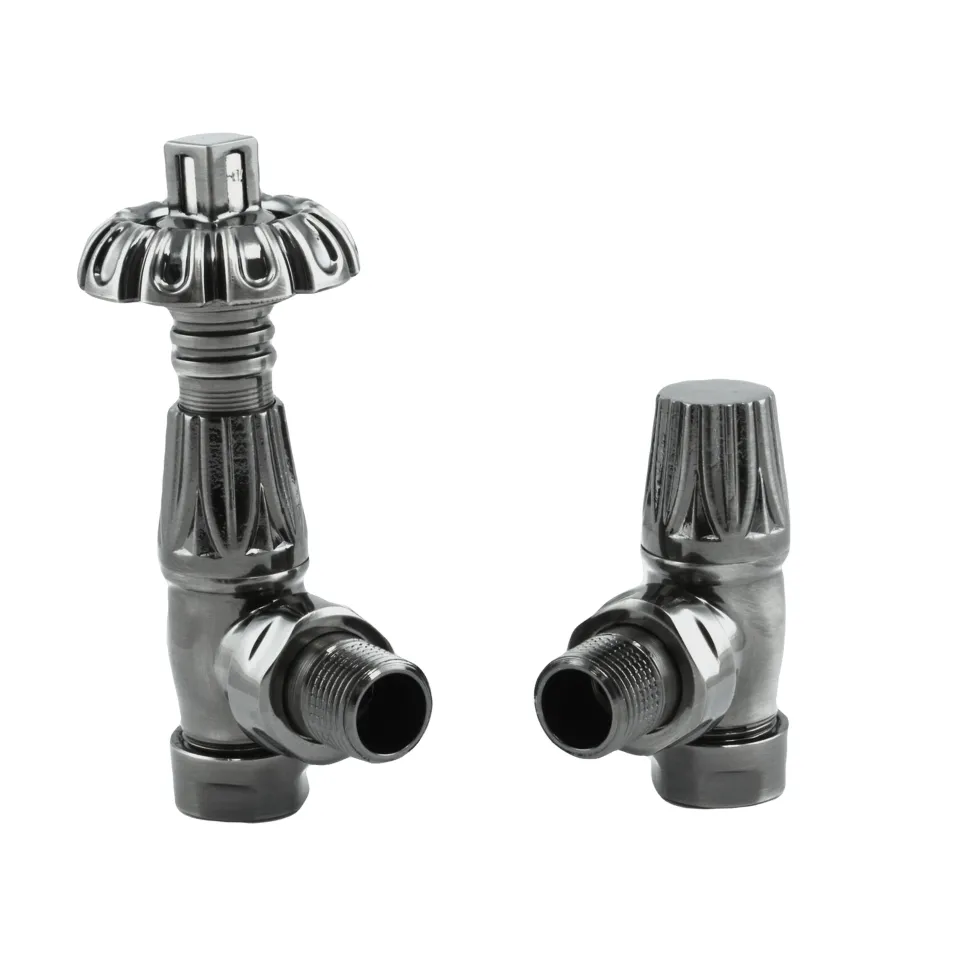 Toasty Black Nickel Traditional Metal Handle Angled Thermostatic Radiator Valve