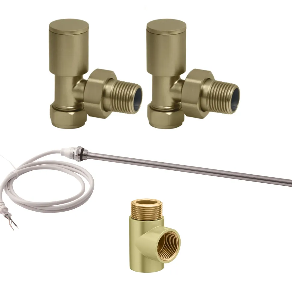 Toasty Brushed Brass Dual Fuel Kit With Manual Element, Valves And T-Piece