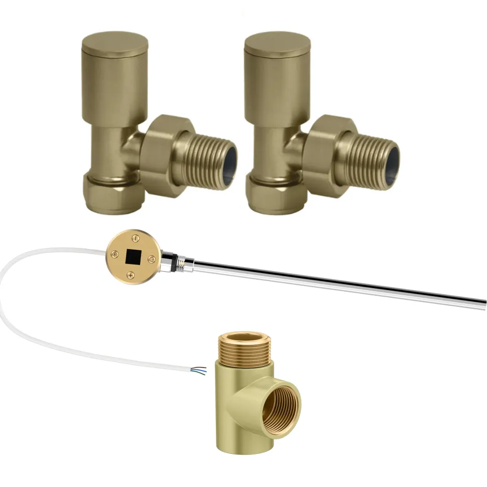 Toasty Brushed Brass Dual Fuel Kit With Digital Element, Valves And T-Piece