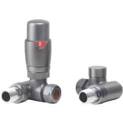 Toasty Brushed Gunmetal Dual Fuel Corner Radiator Valves