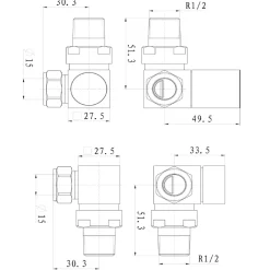 Toasty Chrome Square Manual Valve