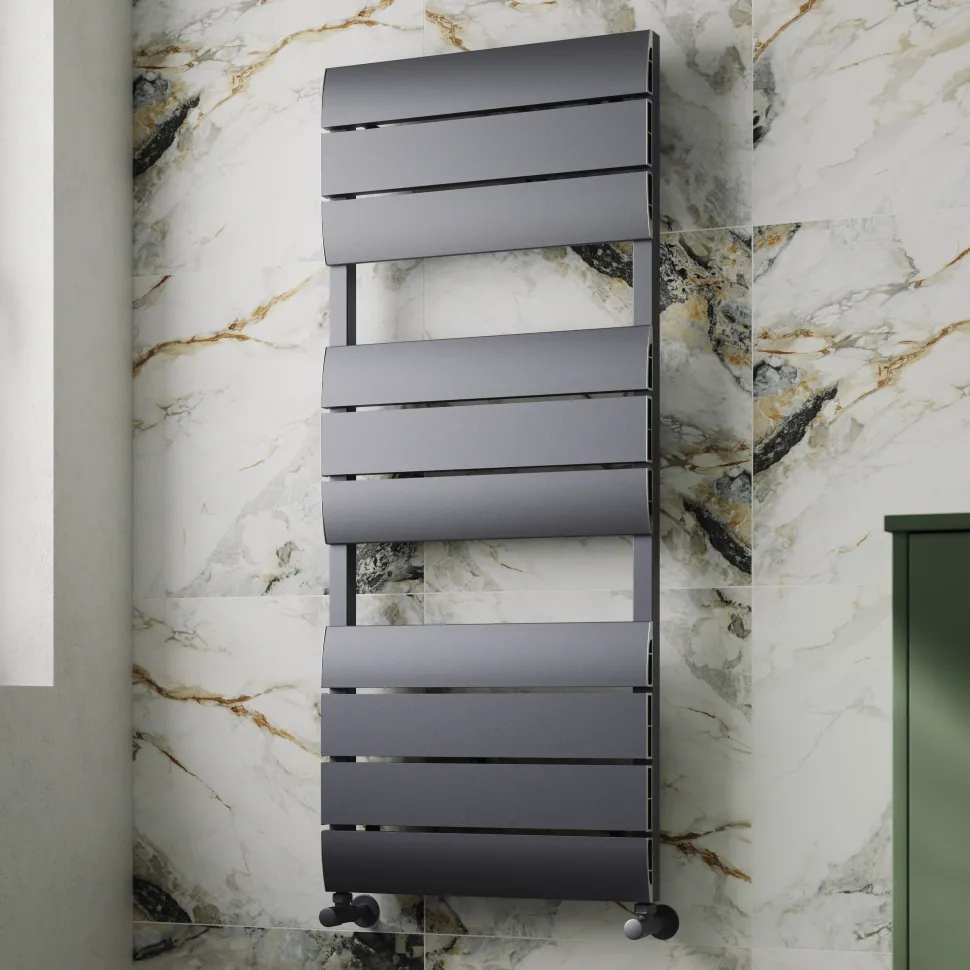 Toasty Dawn Anthracite Aluminium Heated Towel Rail - 1200 x 500mm