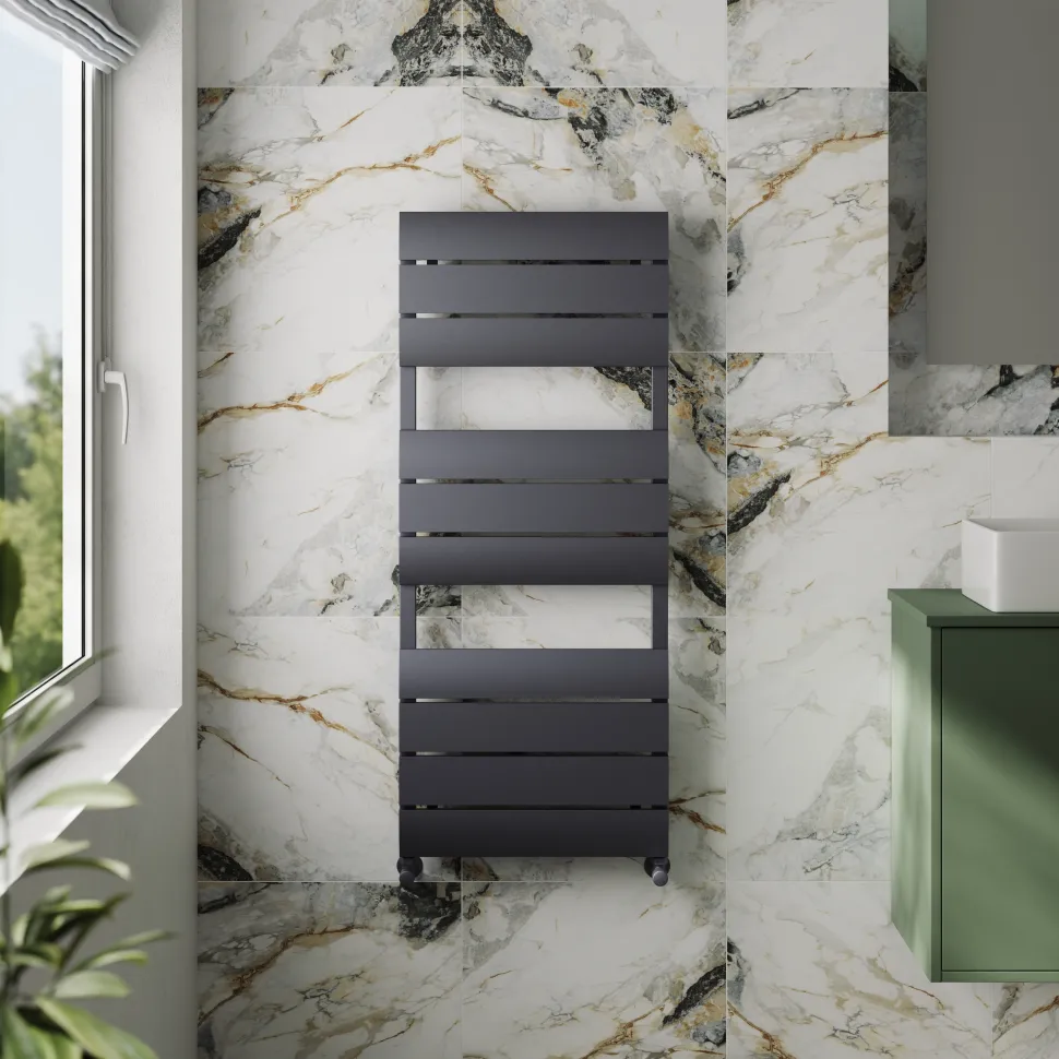 Toasty Dawn Anthracite Aluminium Heated Towel Rail - 1200 x 500mm