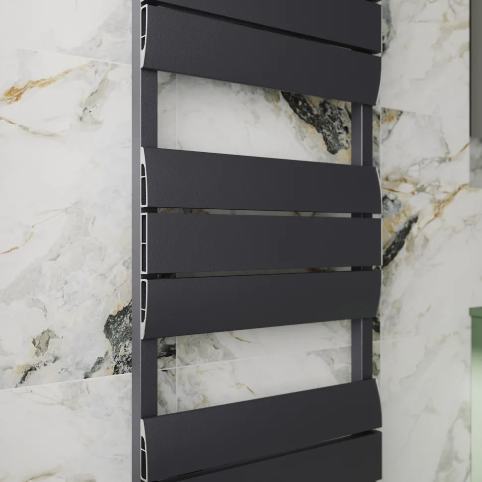 Toasty Dawn Anthracite Aluminium Heated Towel Rail - 1200 x 500mm