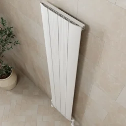 Toasty Drift White Vertical Aluminium Radiator - 1800 x 375mm