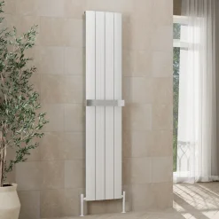 Toasty Drift White Vertical Aluminium Radiator - 1800 x 375mm