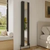 Toasty Echo Anthracite Grey Oval Double Panel Vertical Mirror Radiator - 1800 x 380mm