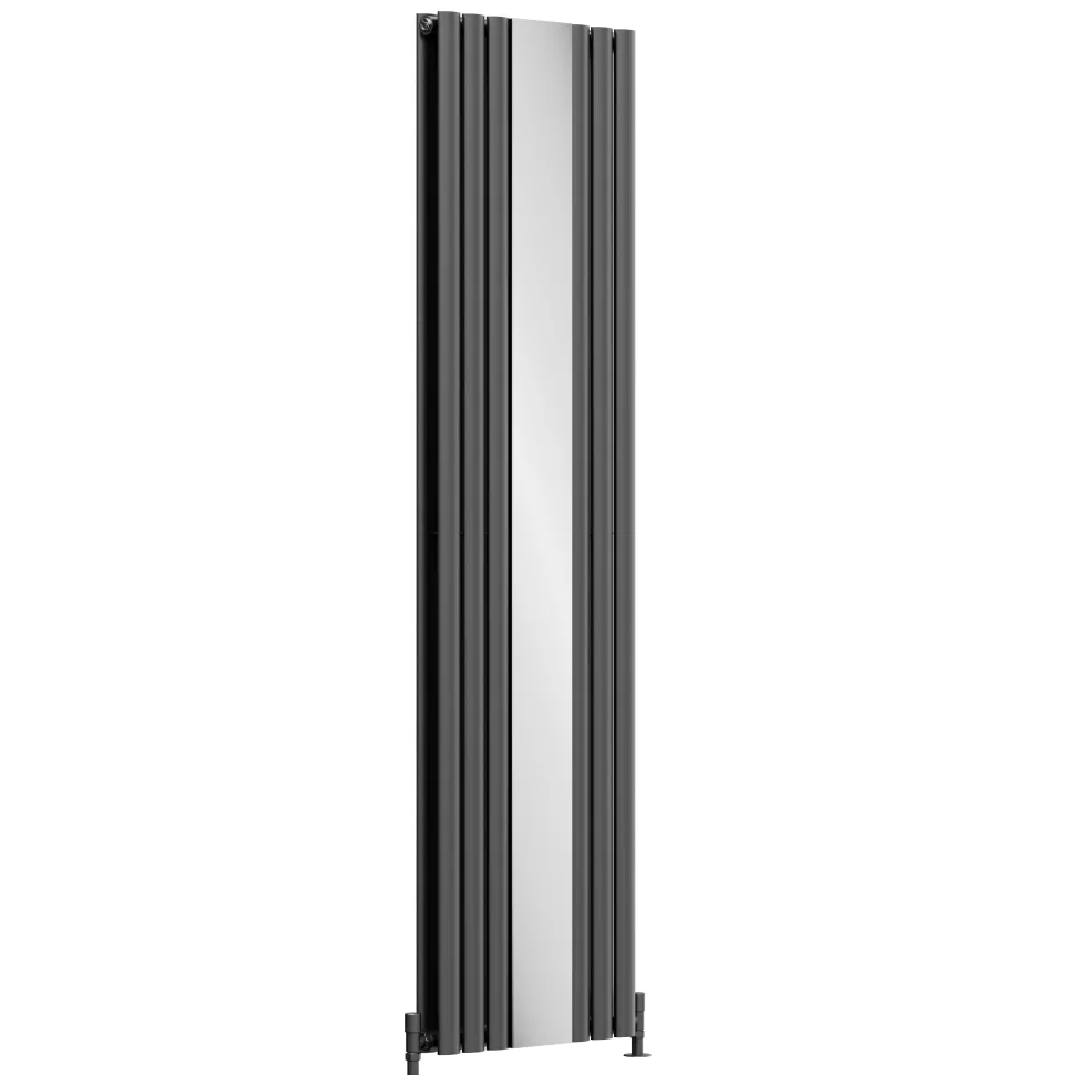 Toasty Echo Anthracite Grey Oval Double Panel Vertical Mirror Radiator - 1800 x 500mm