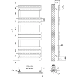 Toasty Eden Brushed Nickel Heated Towel Rail