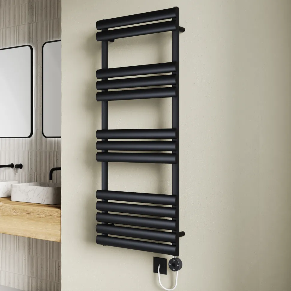 Toasty Eden Matt Black Electric Heated Towel Rail with Heating Element