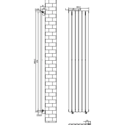Toasty Ember Anthracite Oval Panel Vertical Radiator