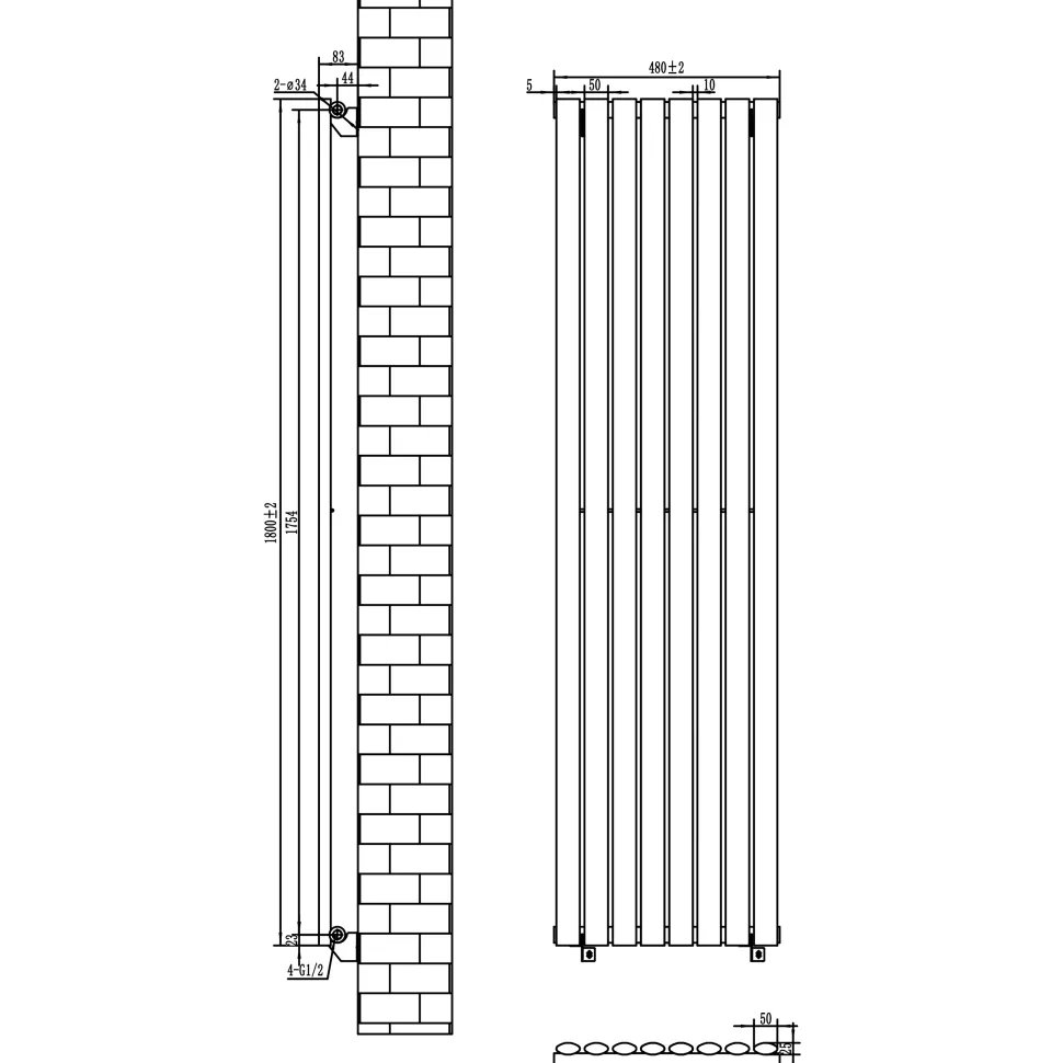 Toasty Ember Anthracite Oval Panel Vertical Radiator