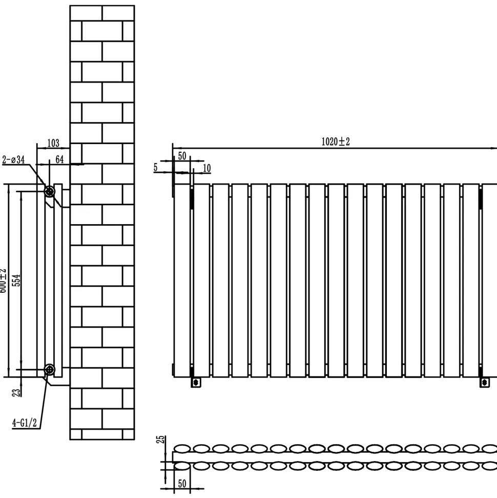 Toasty Ember White Oval Panel Horizontal Radiator
