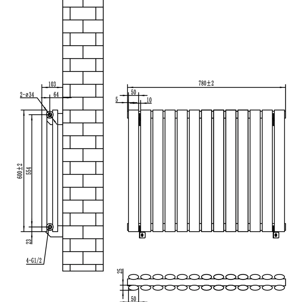Toasty Ember White Oval Panel Horizontal Radiator