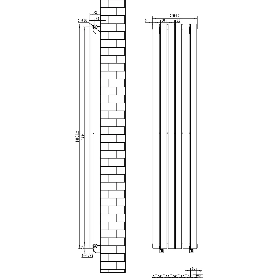 Toasty Ember White Oval Panel Vertical Radiator