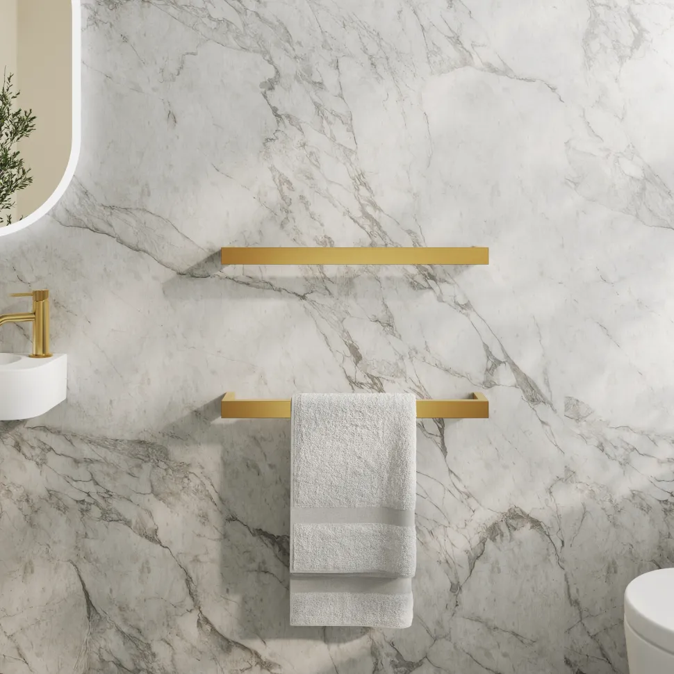 Toasty Flare Brushed Brass Electric Heated Towel Rail
