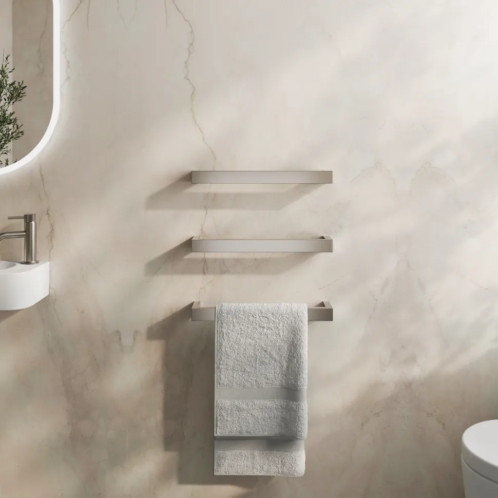 Toasty Flare Brushed Stainless Steel Electric Heated Towel Rail