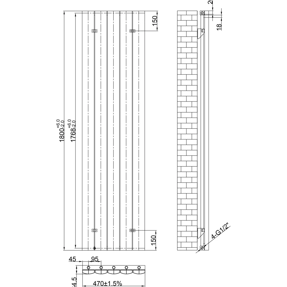 Toasty Forma Anthracite Vertical Aluminium Radiator