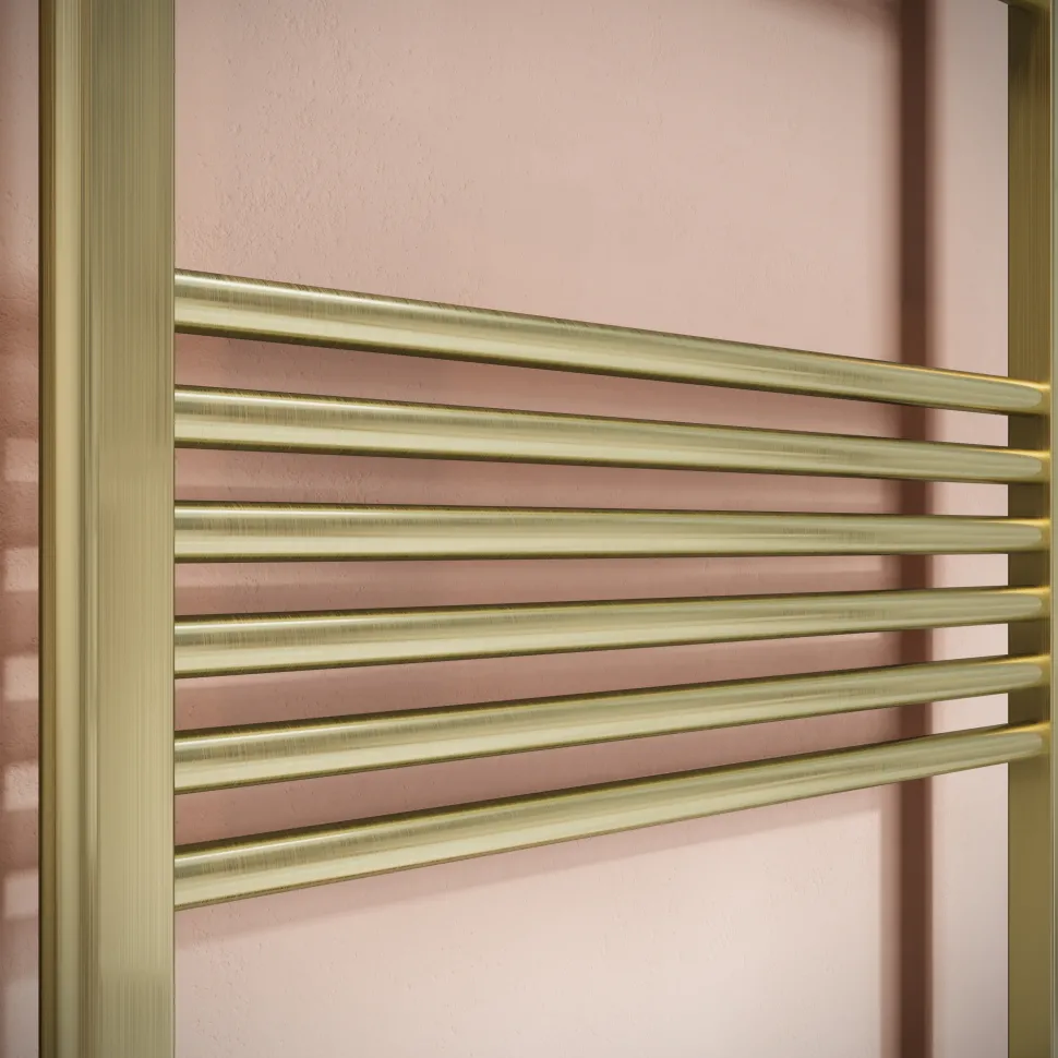 Toasty Glow Brushed Brass 22mm Electric Heated Ladder Towel Rail with Heating Element
