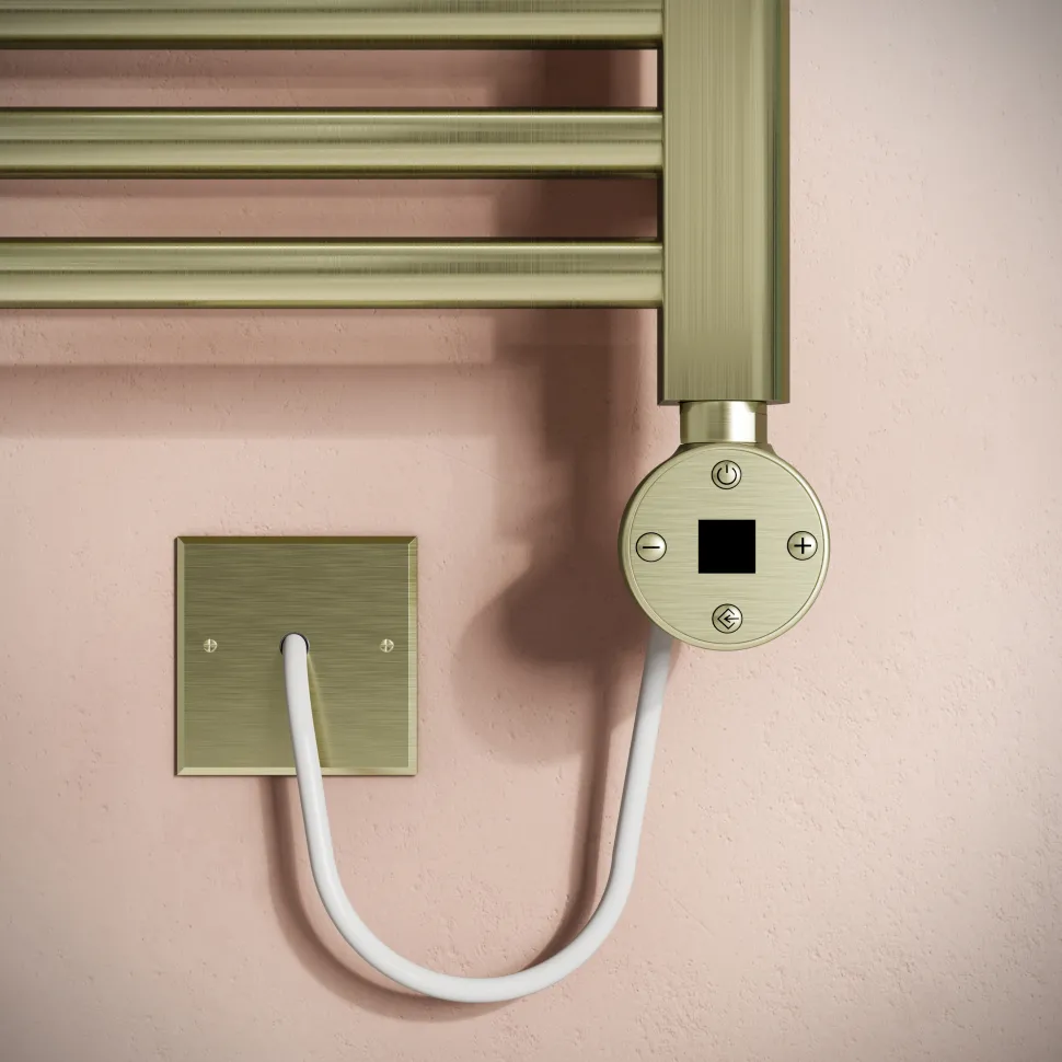 Toasty Glow Brushed Brass 22mm Electric Heated Ladder Towel Rail with Heating Element