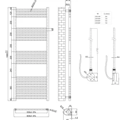 Toasty Glow Brushed Brass 22mm Electric Heated Ladder Towel Rail with Heating Element