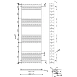 Toasty Glow Brushed Brass 22mm Heated Ladder Towel Rail