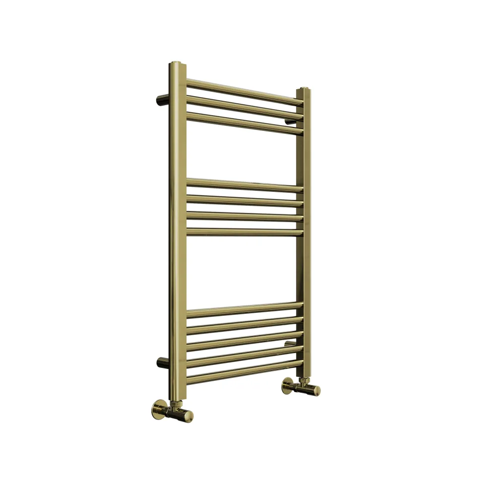 Toasty Glow Brushed Brass 22mm Heated Ladder Towel Rail