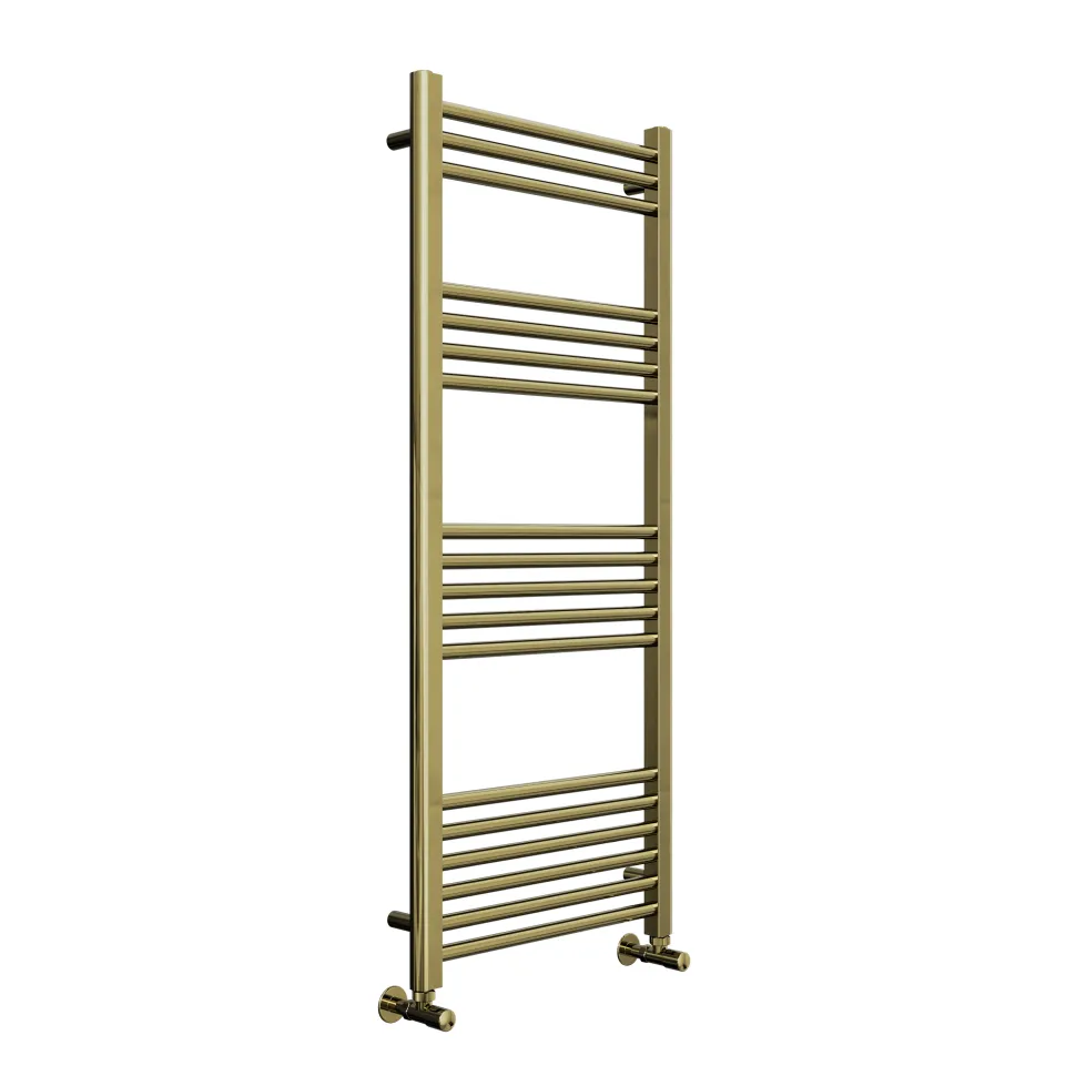Toasty Glow Brushed Brass 22mm Heated Ladder Towel Rail