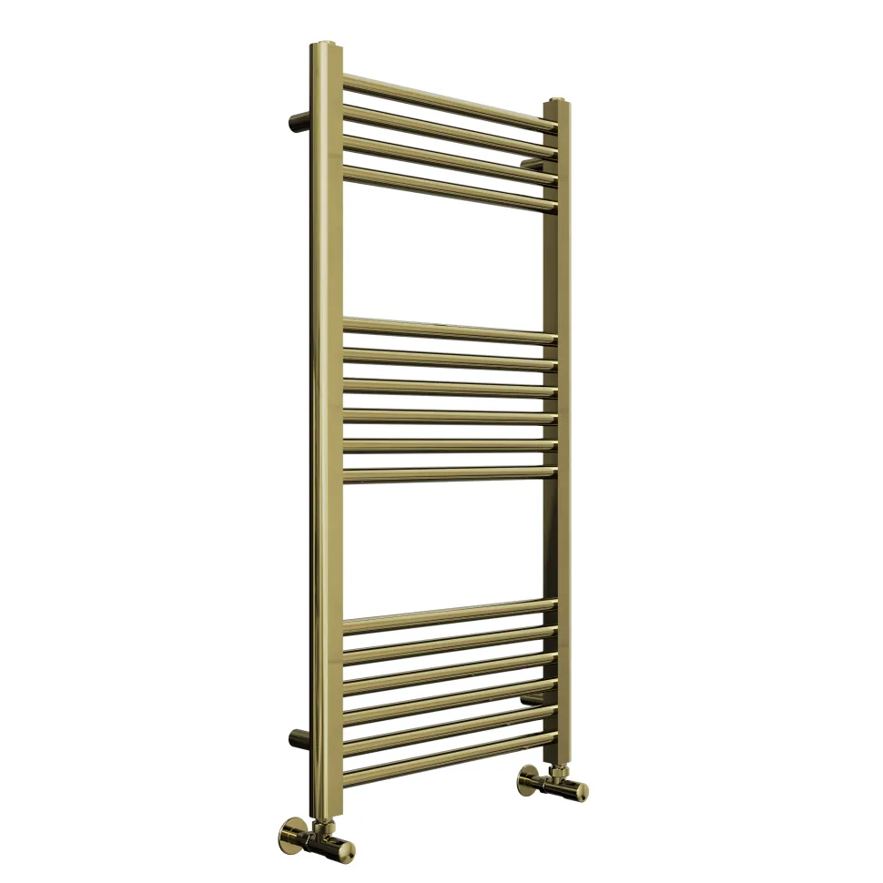 Toasty Glow Brushed Brass 22mm Heated Ladder Towel Rail