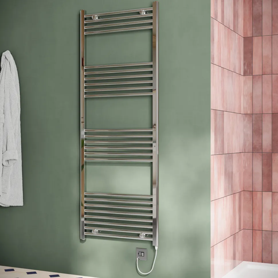Toasty Glow Chrome 22mm Electric Heated Ladder Towel Rail with Heating Element