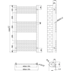 Toasty Glow Chrome 22mm Heated Ladder Towel Rail