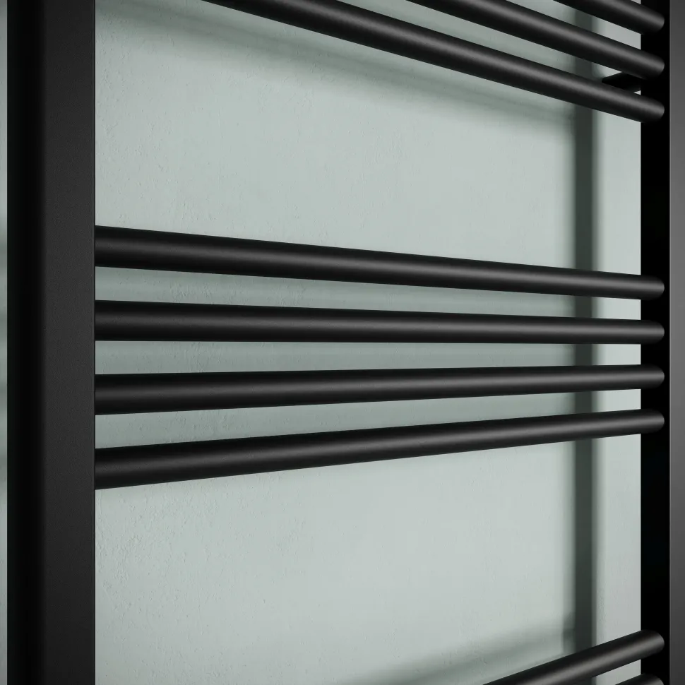 Toasty Glow Matt Black 22mm Electric Heated Ladder Towel Rail with Heating Element