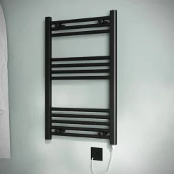 Toasty Glow Matt Black 22mm Electric Heated Ladder Towel Rail with Heating Element