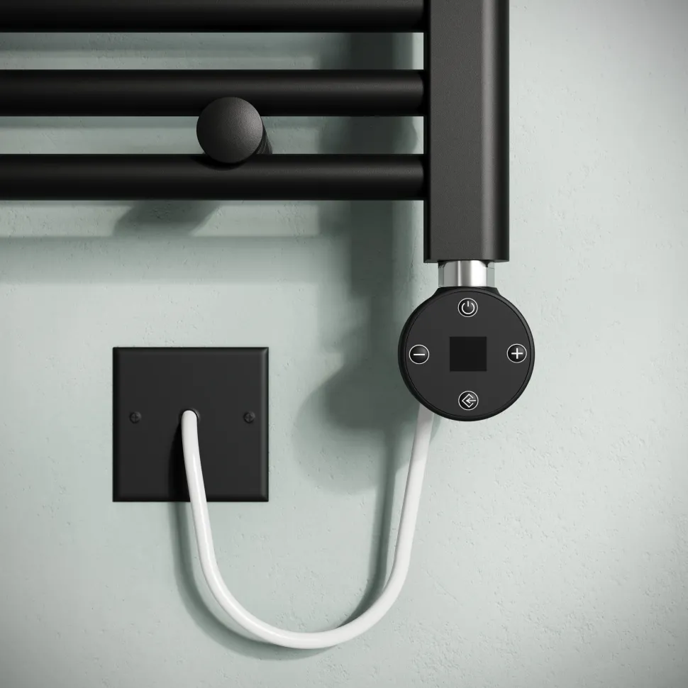Toasty Glow Matt Black 22mm Electric Heated Ladder Towel Rail with Heating Element