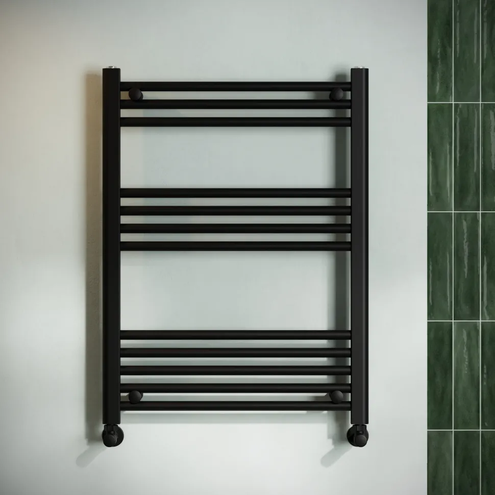 Toasty Glow Matt Black 22mm Heated Ladder Towel Rail