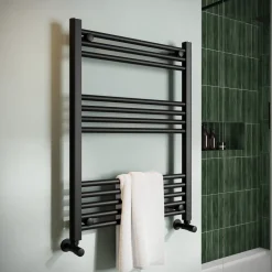 Toasty Glow Matt Black 22mm Heated Ladder Towel Rail