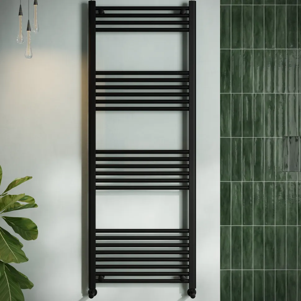 Toasty Glow Matt Black 22mm Heated Ladder Towel Rail