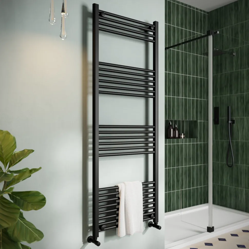 Toasty Glow Matt Black 22mm Heated Ladder Towel Rail