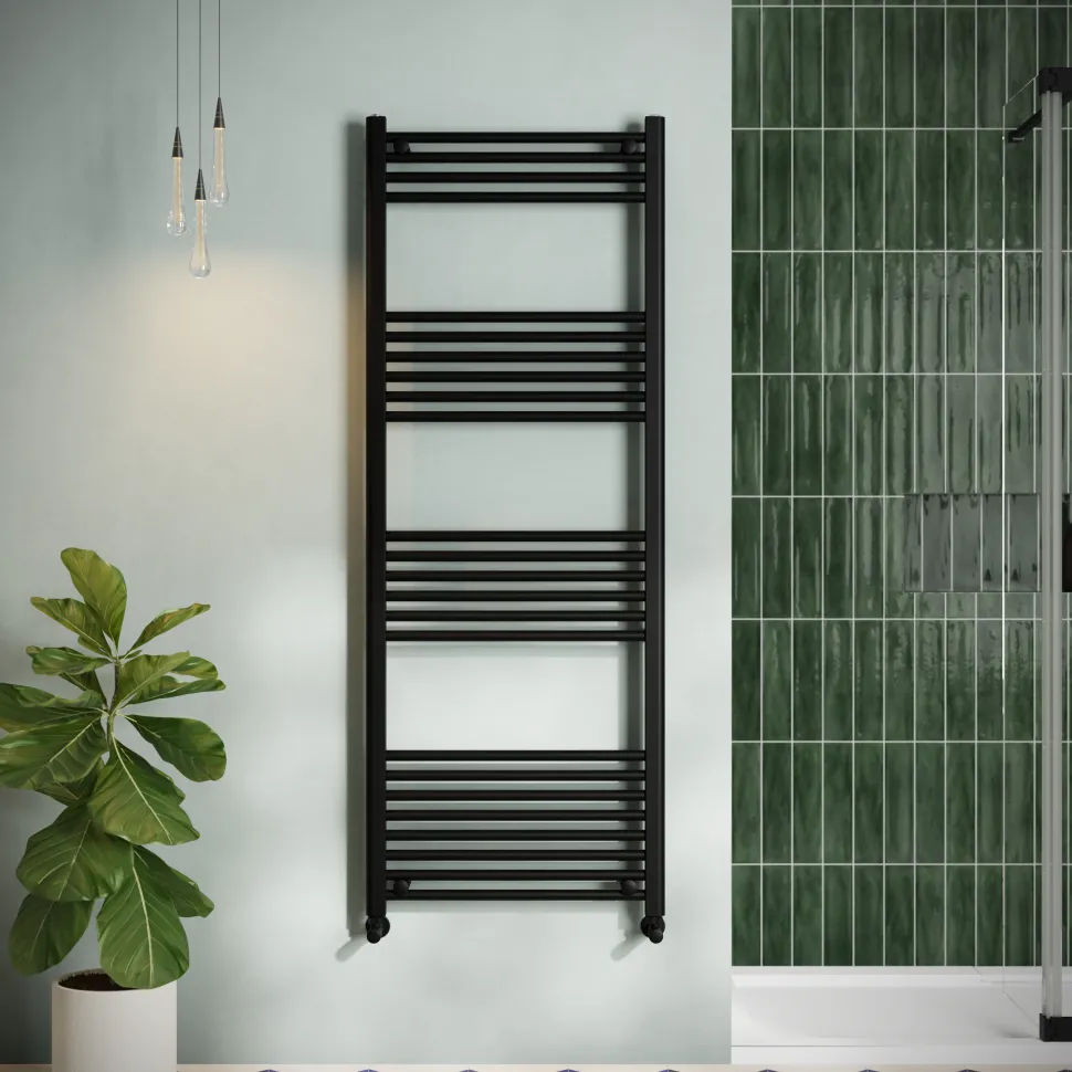 Toasty Glow Matt Black 22mm Heated Ladder Towel Rail