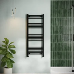 Toasty Glow Matt Black 22mm Heated Ladder Towel Rail