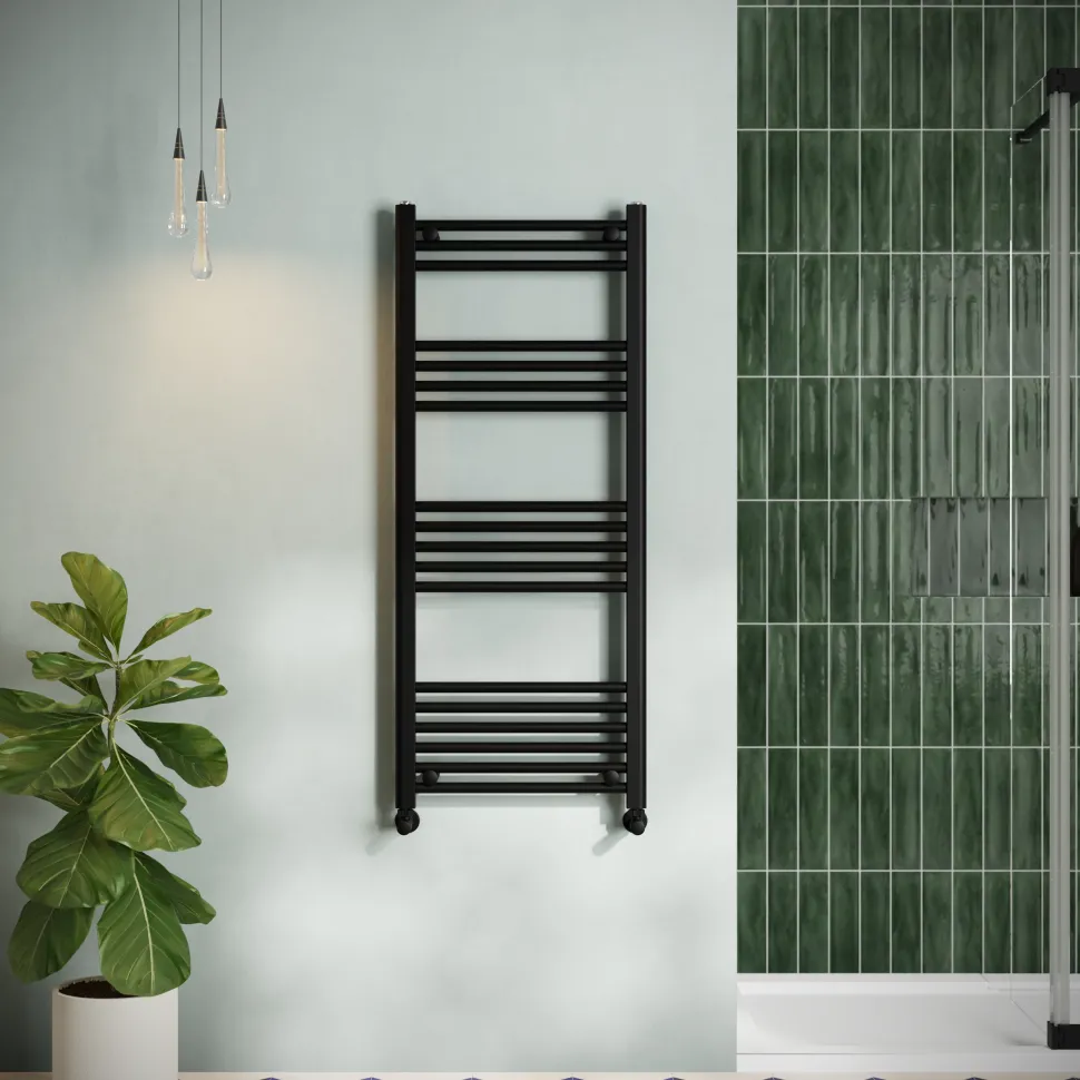 Toasty Glow Matt Black 22mm Heated Ladder Towel Rail