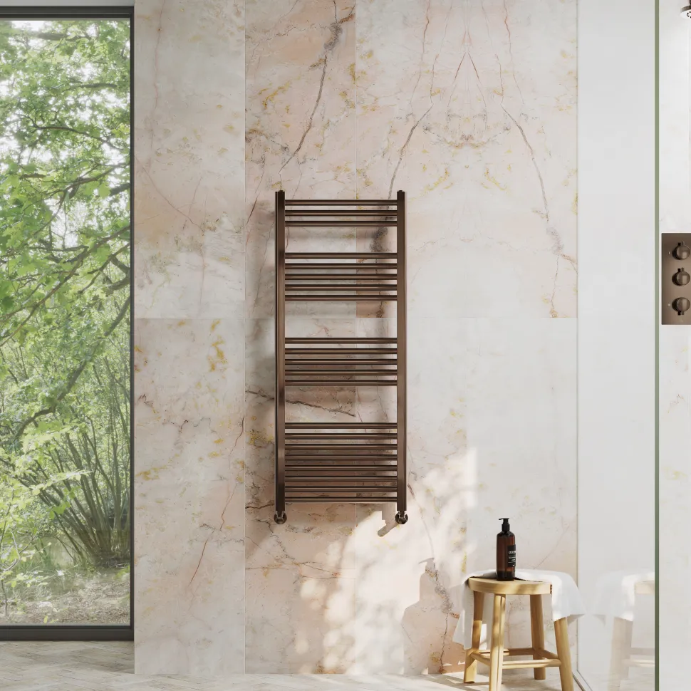 Toasty Glow Premium Brushed Bronze 25mm Heated Towel Rail